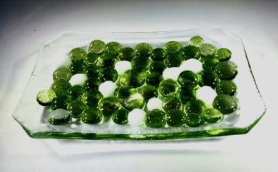 # H207-6 Green-White Button Fused Soap Dish